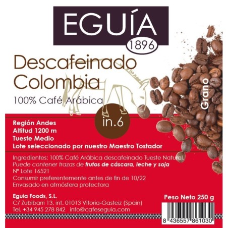 CAFÉ DESCAFEINADO COLOMBIA 500g